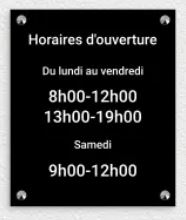 Plaque horaires - 60 x 40 cm.